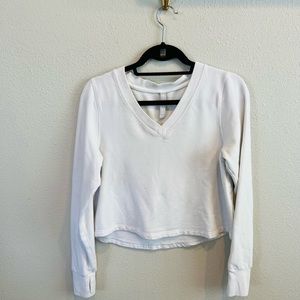 White Athleta Cropped Sweatshirt